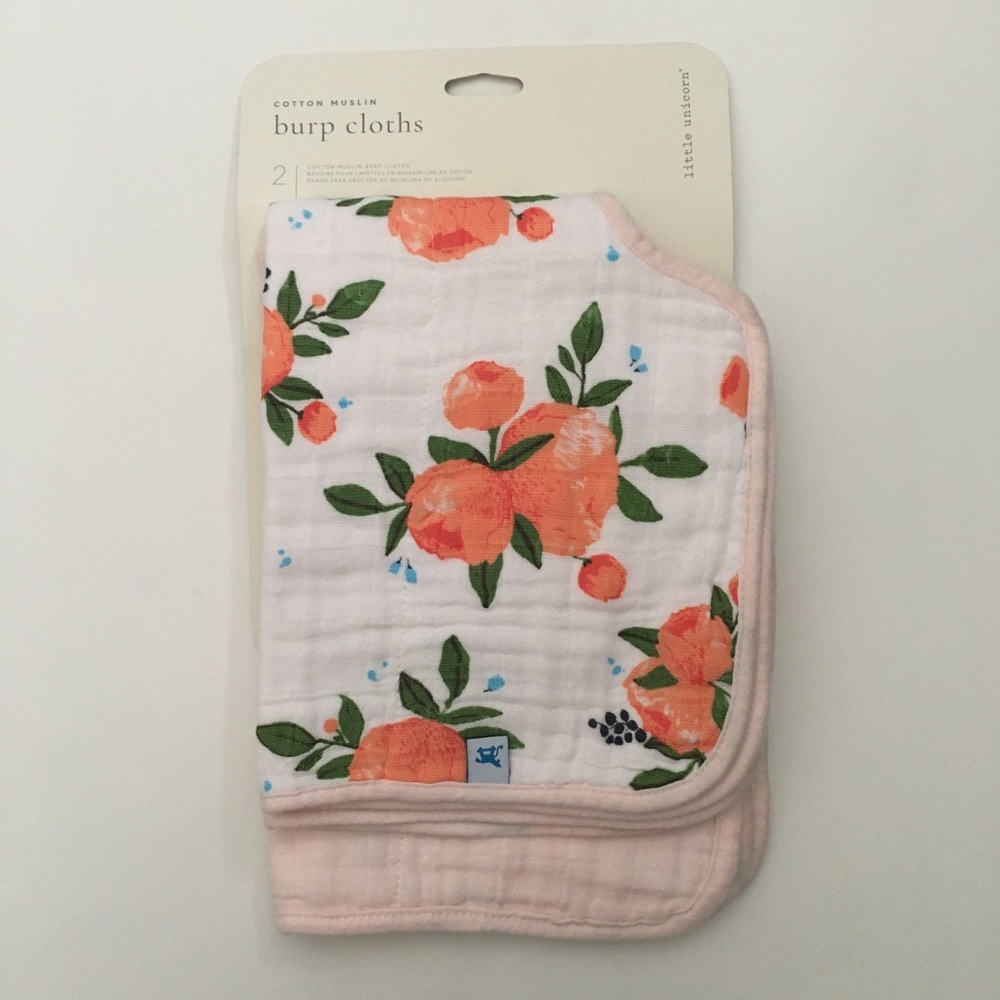 Cotton Muslin 2 Burp Cloths Absorbent NEW | Little Unicorn